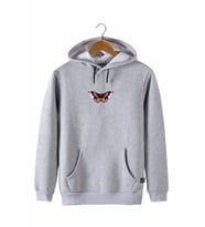 Erkek Gri Önü Kelebek Baskılı Kapüşonlu Sweatshirt 22K-5200322-6