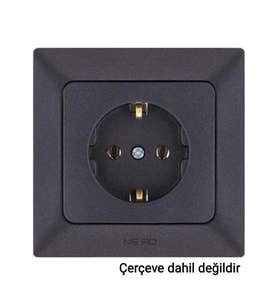NE-AD Aras Topraklı Priz - Siyah