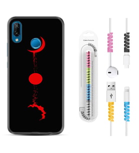 Huawei P20 Lite Mate 10 20 Lite Pro P40 Lite KılıfKablo Koruma Spiral Silikon Red Moon 1710