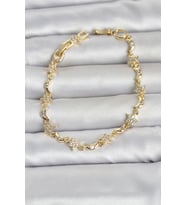 Pirinç Gold Renk Zirkon Taşlı Ay ve Yıldız Model Kadın Bileklik