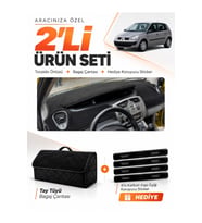 e-biz RENAULT SCENIC 2 (2003-2009) Uyumlu Torpido Örtüsü + Tay Tüyü Bagaj Çantası - Siyah - RE044