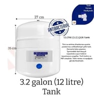 Conax Su Arıtma Tankı 12LT Tüm Cihazlara Uyumlu, NSF Onaylı, Paslanmaz Çelik Tank, Antibakteriyel