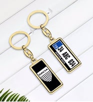 BK Gift Kişiye Özel Plakalı Dacia Logolu Çift Taraflı Gold Krom Anahtarlık-1