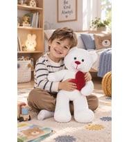 50 cm Kalpli Peluş Sevimli Patron Ayıcık (Beyaz)