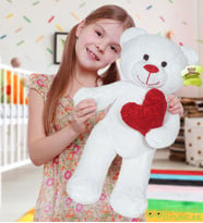 50 cm Kalpli Peluş Sevimli Patron Ayıcık (Beyaz)