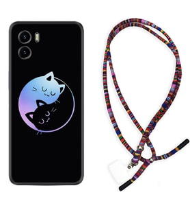 Vivo Y15S Y32 Y33S Y51 Y53S Kılıf Boyun Asklı Rasta Silikon Love Cats 1604