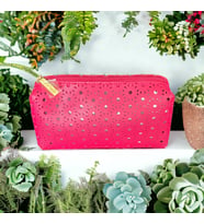 lancome fuşya kzmetik-Makyaj-Çantası -gnişlik-21-Derinlik-12-cm VİNTAGE (Pembe-Fuşya)