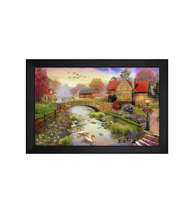 Manzara Temalı Kanvas Tablo 80 x 110 cm Siyah Çerçeve