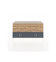 Kronos Konsol Tek Raflı 6 Çekmeceli 4 Kapaklı 176x59x99 Aytaşı-Antrasit/Çam