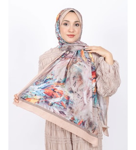 Luissa Bambu Kraş Şal Pastel Desen Bej