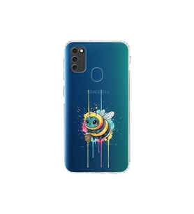Samsung Galaxy M21 ile uyumlu Splash arı tasarımlı şeffaf silikon kılıf