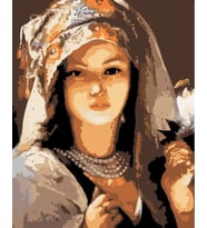 Türk Kızı Sayılarla Boyama Seti  40x50 cm  (Tuvale Gerili)
