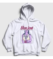 Presmono Unisex Beyaz Wet Bon Jovi Kapüşonlu Sweatshirt 389600tt