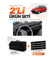 SUZUKI SWİFT (1988-1994) Uyumlu Torpido Örtüsü + Tay Tüyü Bagaj Çantası + Sticker Seti - Siyah