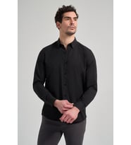 Uzun Kol Düz Oxford Düğmeli Yaka Cepsiz Pamuklu Classic Slim Fit Gömlek 1004250168 (Siyah)