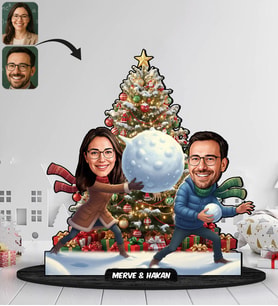 BK Gift Kişiye Özel Sevgili Yılbaşı Tasarımlı Karikatür Biblo -6, Yılbaşı Hediyesi, Yeni Yıl Hediyesi