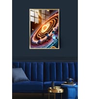 Uzay Gezegen Çerçeveli Metal Poster Tablo