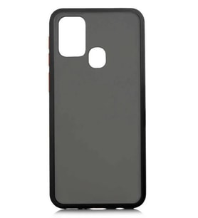 Galaxy M31 Kılıf Mat Yüzey Renkli Kenar Silikon (Siyah)