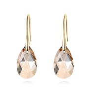 Monemel Gold Bal Rengi Swarovski Taşlı Damla Küpe (Altın Kaplama) Sevgililer Günü Hediyesi