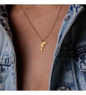 Kişiye Özel 925 Ayar Gümüş Minimal Kovboy Temalı Kolye (Gold)