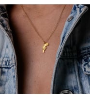 Kişiye Özel 925 Ayar Gümüş Minimal Kovboy Temalı Kolye (Gold)