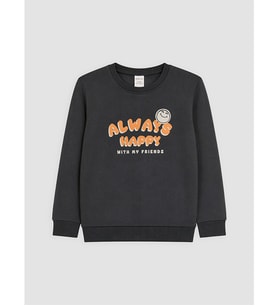 LCW Kids Antrasit Baskılı Erkek Çocuk Sweatshirt