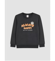 LCW Kids Antrasit Baskılı Erkek Çocuk Sweatshirt