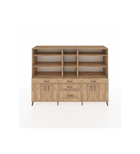 Hyperion Dolap 11 Raflı 5 Çekmeceli 4 Kapaklı 220x44x163 Çam-Çam