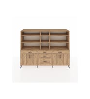 Hyperion Dolap 11 Raflı 5 Çekmeceli 4 Kapaklı 220x44x163 Çam-Çam