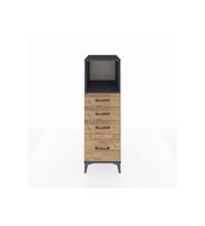 Kronos Dolap Tek Raflı 4 Çekmeceli 44x59x134 Antrasit-Çam