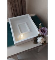 30x40 Cm Beyaz Fotoğraf Bölümlü! İsimsiz Ledli! Gül Saklama Kutusu