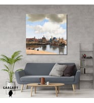 Kare Kanvas Tablo Ünlü Eserler Ohannes Vermeer View of Delft
