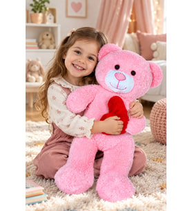 50 cm Kalpli Peluş Sevimli Patron Ayıcık (Pembe)