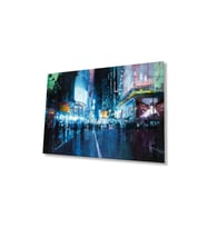 Gece Şehir Cam Tablo 4mm Dayanıklı Temperli Cam, City Night Glass Wall Decor (Çok Renkli)