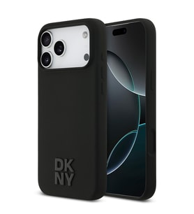 Apple iPhone 17 Pro Max Uyumlu Kılıf DKNY Orjinal Lisanslı M-safe Şarj Özellikli Metal Logolu Silikon Kapak (Siyah)