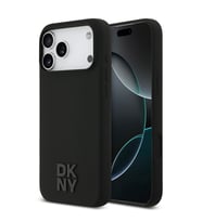 Apple iPhone 17 Pro Max Uyumlu Kılıf DKNY Orjinal Lisanslı M-safe Şarj Özellikli Metal Logolu Silikon Kapak (Siyah)