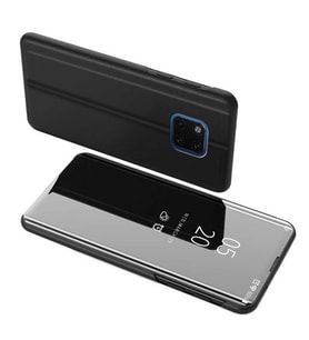 Huawei Mate 20 Pro Aynalı Kapaklı Lüx Kılıf (Siyah)