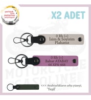 Motor Severlere, İsim Plaka ve 0 Rh (+) Kan Grubu, Özel Tasarım Deri x2 Anahtarlık, Pudra-Pembe-Ysl (Çok Renkli)