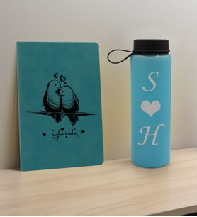 BK Gift Sevgiliye Özel İsimli Turkuaz Defter ve Cam Matara Hediye Seti-4, Sevgiliye Hediye, Sevgililer Günü, Yeni İş Hediyesi