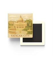 Vatikan - Vatican City - Paper Cut Art - Baskılı Buzdolap Magneti Kare - 9x9 cm