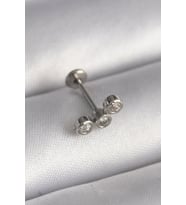 316L Çelik Gümüş Renk Zirkon Taşlı Tragus Piercing - TJ-PR1349