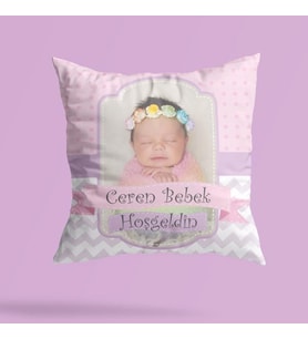 Kişiye Özel Resimli Hoşgeldin Bebek Yastık