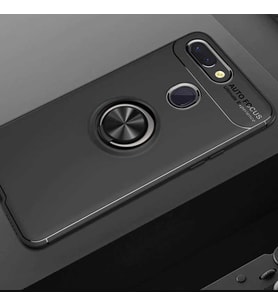 Xiaomi Mi 8 Lite Kılıf Mıknatıslı Yüzüklü Standlı Yumuşak Silikon Kapak Ravel (Siyah)