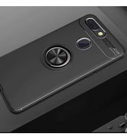 Xiaomi Mi 8 Lite Kılıf Mıknatıslı Yüzüklü Standlı Yumuşak Silikon Kapak Ravel (Siyah)