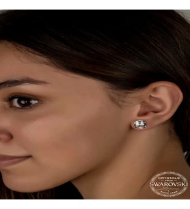 Swarovski Crystal Taşlı Gümüş Çivili Kadın Küpe