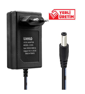Weko 7.5 Volt - 2  Amper 5.5*2.5 Uçlu Yerli Üretim Priz Tipi Adaptör (Siyah)