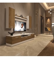 Decoraktiv Trio 5D Mdf Tv Ünitesi Tv Sehpası - Beyaz Pera (Beyaz - Pera)
