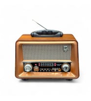 Nostalji Ahşap Gerçek Radyo,Bluetooth Özellikli Trend Nostaljik Radyo (Ekru-Açık Kahve)