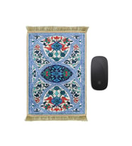 Bursa İpek Mavi Dekoratif Küçük Halı Mousepad