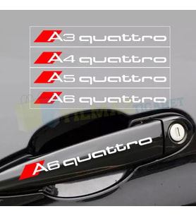 Audi Quattro A1 A2 A3 A4 A5 A6 Kapı Kolu Oto Sticker Etiket 4 Adet 14 x 1.4 Cm